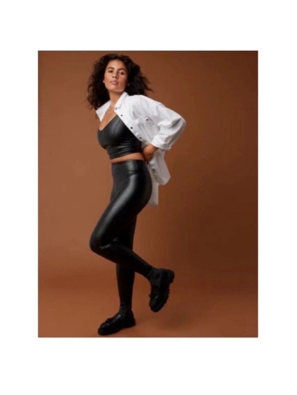 NWT Aerie offline real luxe Black Faux Leather Leggings size medium